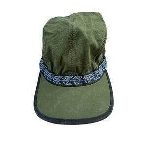 Vintage Kavu Medium Nylon Green Aztec Waves 5 Panel Hat VTG